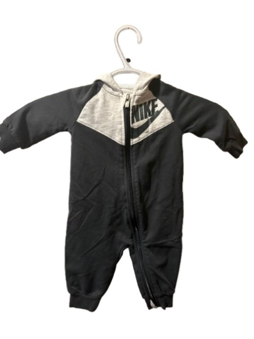 Nike Baby Windrunner Hooded Coverall Romper Black Grey 6M